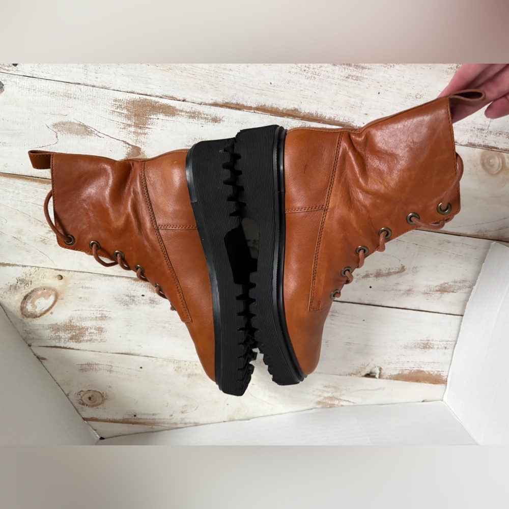MADEWELL The Rayna lace-up boot leather combat English Saddle women’s sz 8.5 EUC - Picture 8 of 13